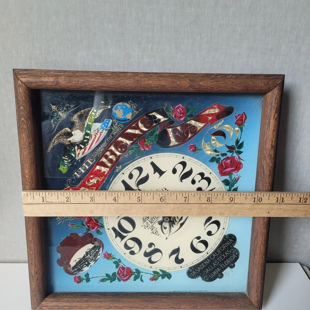 Vintage 1982 Casablanca Fan Co Wall Clock Hensley Glass Mirror Advertising 12